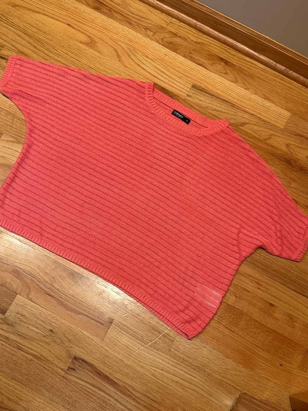 Colours of the World Women's XL Coral Knit Dolman Short-Sleeve Cropped Sweater